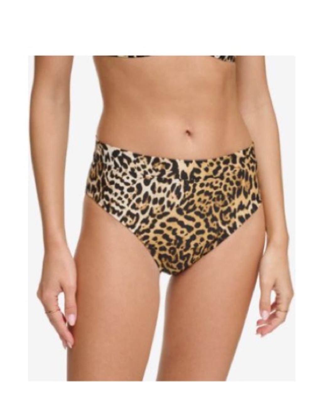 DKNY 🌀NWT Leopard Print High-Waist Bikini Bottom with Red Lining